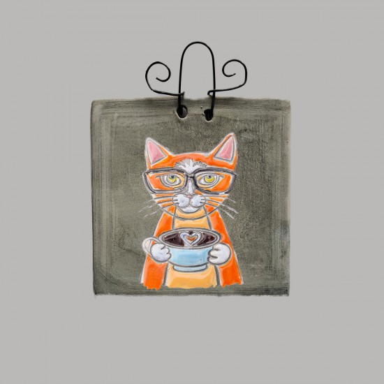 Cat with glasses mural size S